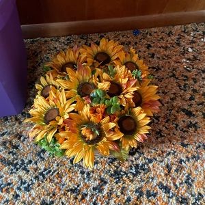 Fake sunflower basket